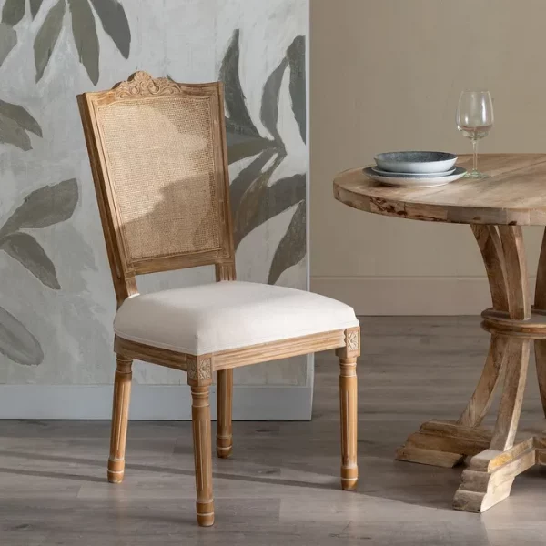 SILLA NATURAL-BLANCO MADERA-RATÁN SALÓN 44 X 48 X 98 CM