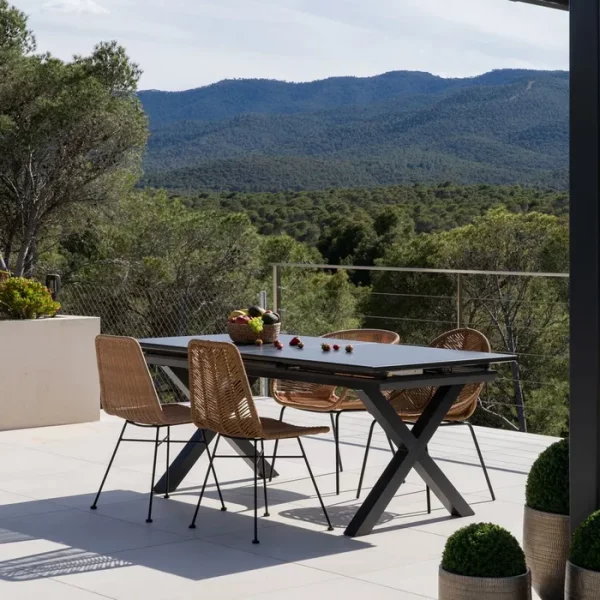 MESA COMEDOR EXTENSIBLE ANTRACITA 180 X 100 X 77 CM