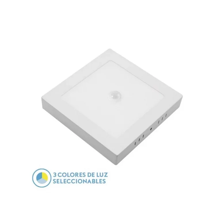 DOWNLIGHT SUPERF. ONIX 18W 3000K-4000K-6500K BLANCO 1620LM CUADRADO C/SENSOR MOVIMIENTO CREPUSCULAR 3X22X22CM