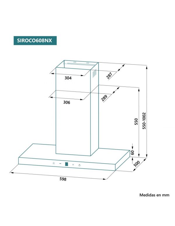 CAMPANA DECORATIVA 60CM CRISTAL JOHNSON SIROCO608NX - Imagen 2