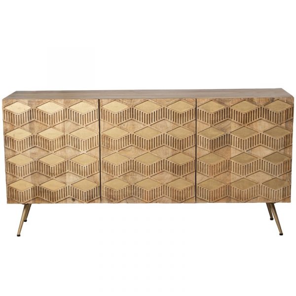 APARADOR MADERA MANGO C/3 PUERTAS 160X40X80CM - Imagen 2