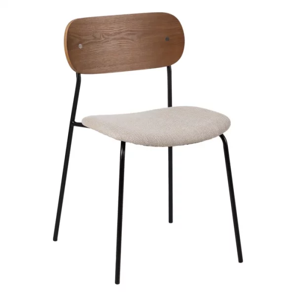 SILLA MARRÓN-CREMA TEJIDO-METAL SALÓN 49 X 53 X 80 CM - Imagen 2