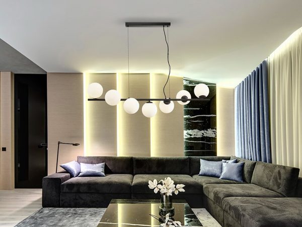 INOA LAMPARA 7L NEGRO-OPAL SCHULLER 494467 - Imagen 2
