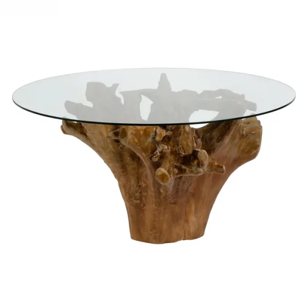 MESA COMEDOR NATURAL MADERA / CRISTAL 140 X 140 X 75 CM - Imagen 3