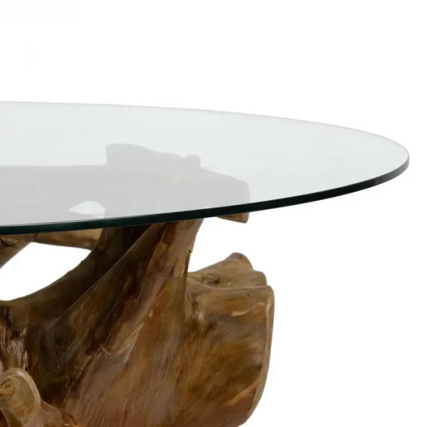 MESA COMEDOR NATURAL MADERA / CRISTAL 140 X 140 X 75 CM - Imagen 7