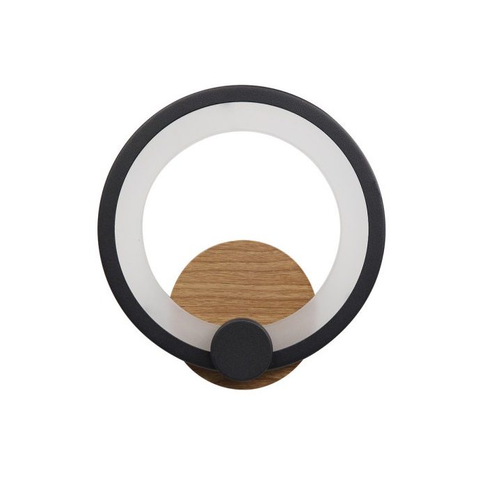 APLIQUE SYDNEY 10W 4000K NEGRO/MADERA OSCURA 19,5X19X 5 CM 1300LM