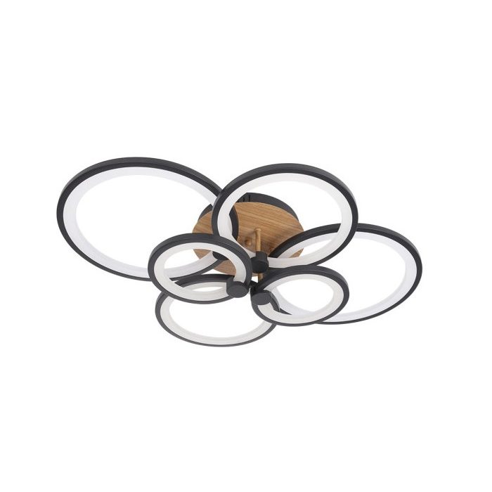 PLAFON SYDNEY 134W 3000-4000-6500K NEGRO/MADERA OSCURA 17X74X57CM 18090LM REMOTO,REGULABLE,MEMORIA