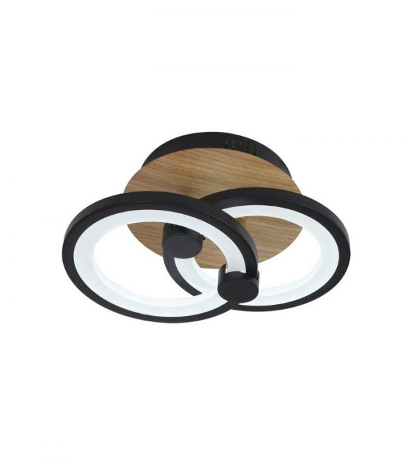 PLAFON SYDNEY 32W 3000-4000-6500K NEGRO/MADERA OSCURA 14X30X20CM 4160LM REMOTO,REGULABLE,MEMORIA - Imagen 2