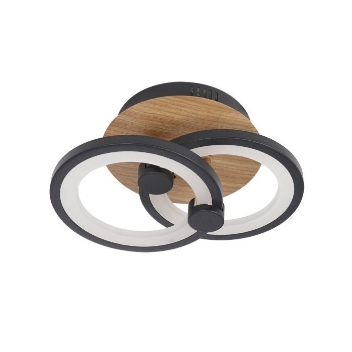 PLAFON SYDNEY 32W 3000-4000-6500K NEGRO/MADERA OSCURA 14X30X20CM 4160LM REMOTO,REGULABLE,MEMORIA