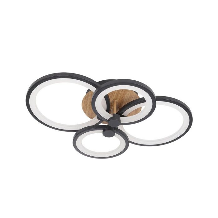 PLAFON SYDNEY 76W 3000-4000-6500K NEGRO/MADERA OSCURA 13,5X55X41CM 10260LM REMOTO,REGULABLE,MEMORIA