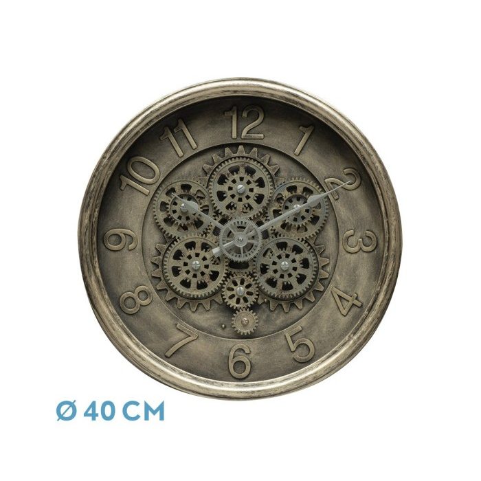 RELOJ DE PARED ATARFE ORO RUSTICO 40X40X7CM ENGRANAJES CON MOVIMIENTO