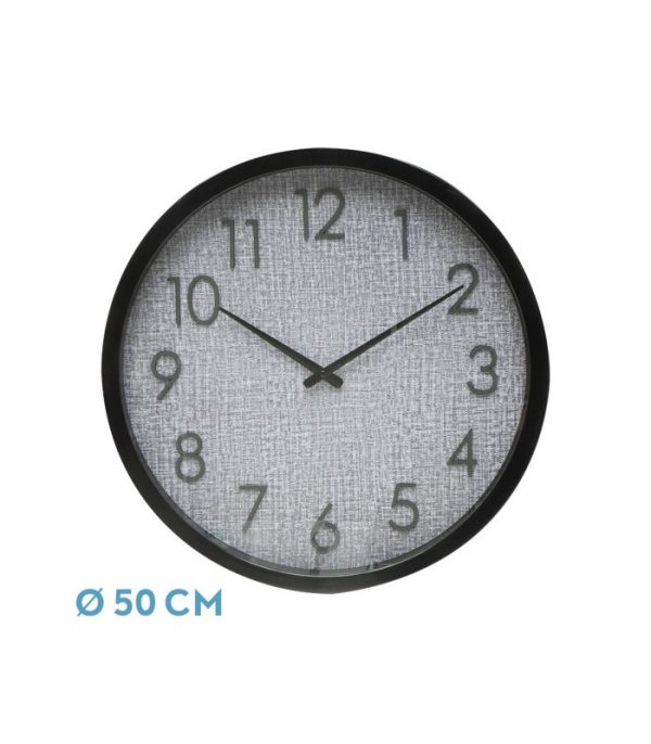 RELOJ DE PARED HIGUERON NEGRO/GRIS 50X50X2 CM MOVIMIENTO CONTINUO