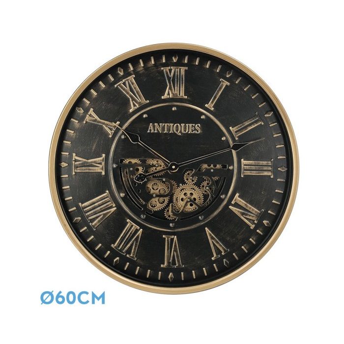 RELOJ DE PARED TRIESTE NEGRO/ORO 60X60X8CM ENGRANA JES CON MOVIMIENTO