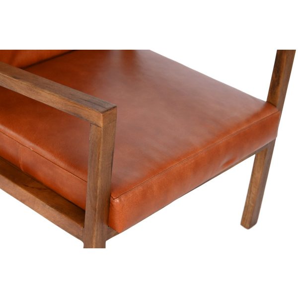 BUTACA PIEL MADERA 60X72X77 MARRON - Imagen 2