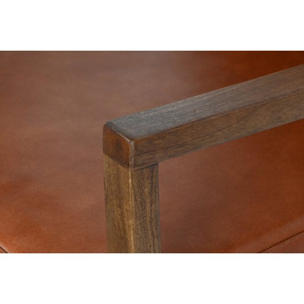 BUTACA PIEL MADERA 60X72X77 MARRON - Imagen 4