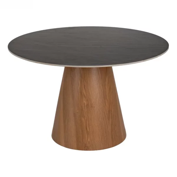 MESA COMEDOR NEGRO-MARRÓN METAL-CERÁMICA 120 X 120 X 75 CM - Imagen 2