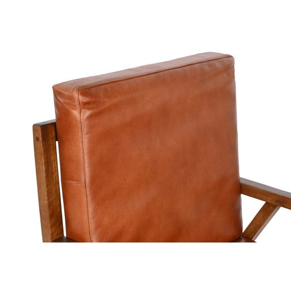 BUTACA PIEL MADERA 60X72X77 MARRON - Imagen 3