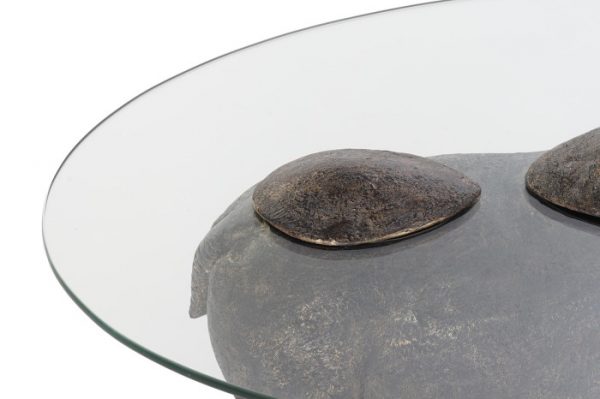 MESITA AUXILIAR RESINA CRISTAL 80X50X37 HIPOPOTAMO - Imagen 2