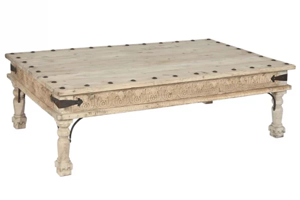 MESA CENTRO MADERA MACIZA 150X90X45 TALLADA - Imagen 6