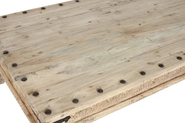 MESA CENTRO MADERA MACIZA 150X90X45 TALLADA - Imagen 3