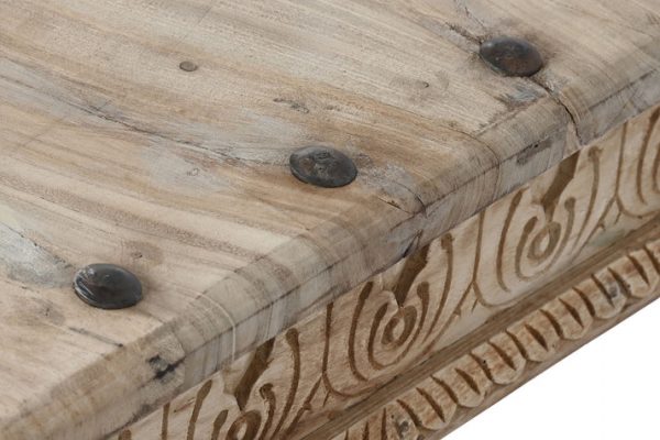 MESA CENTRO MADERA MACIZA 150X90X45 TALLADA - Imagen 2