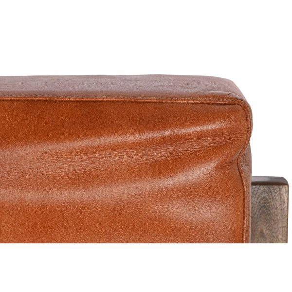 BUTACA PIEL MADERA 60X72X77 MARRON - Imagen 5