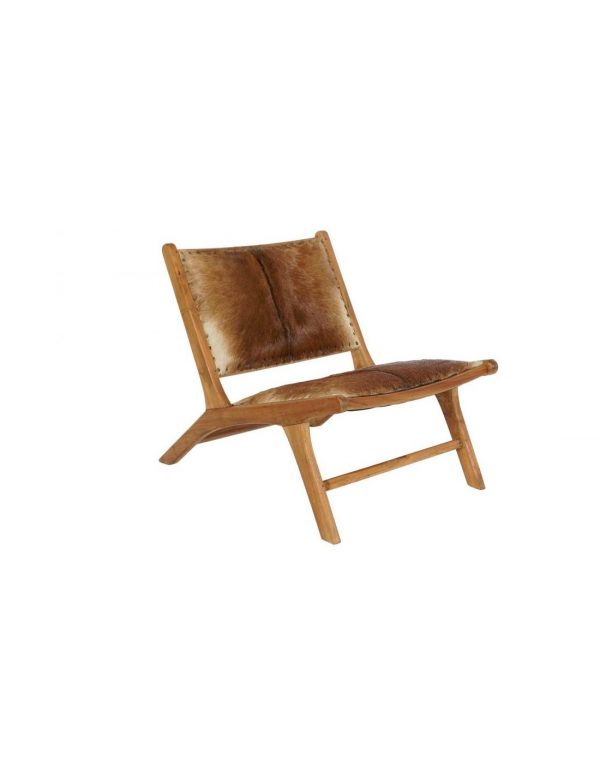 BUTACA TECA PIEL 65X78X68 VACA MARRON