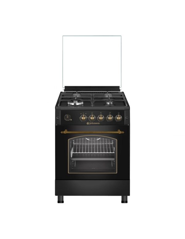 COCINA GAS BUTANO JOHNSON 60CM RÚSTICA NEGRA CONA60BRN