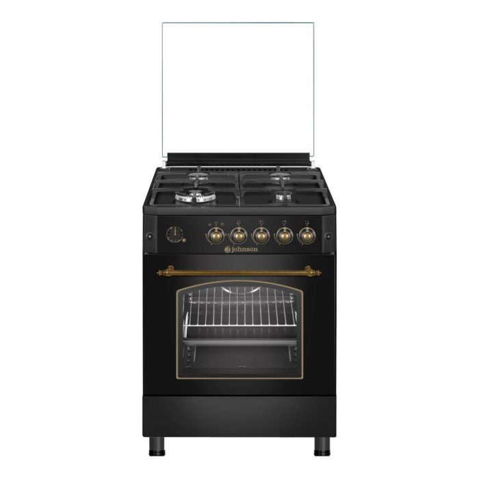 COCINA GAS BUTANO JOHNSON 60CM RÚSTICA NEGRA CONA60BRN