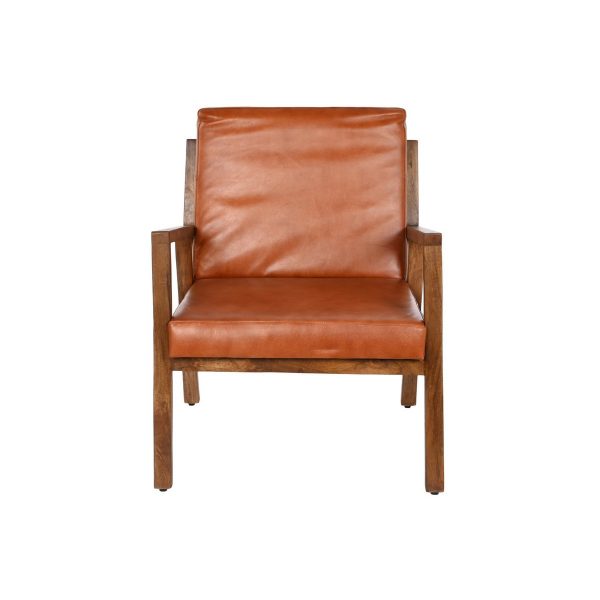 BUTACA PIEL MADERA 60X72X77 MARRON - Imagen 7