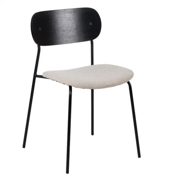 SILLA NEGRO-BLANCO TEJIDO-METAL SALÓN 49 X 53 X 80 CM - Imagen 2