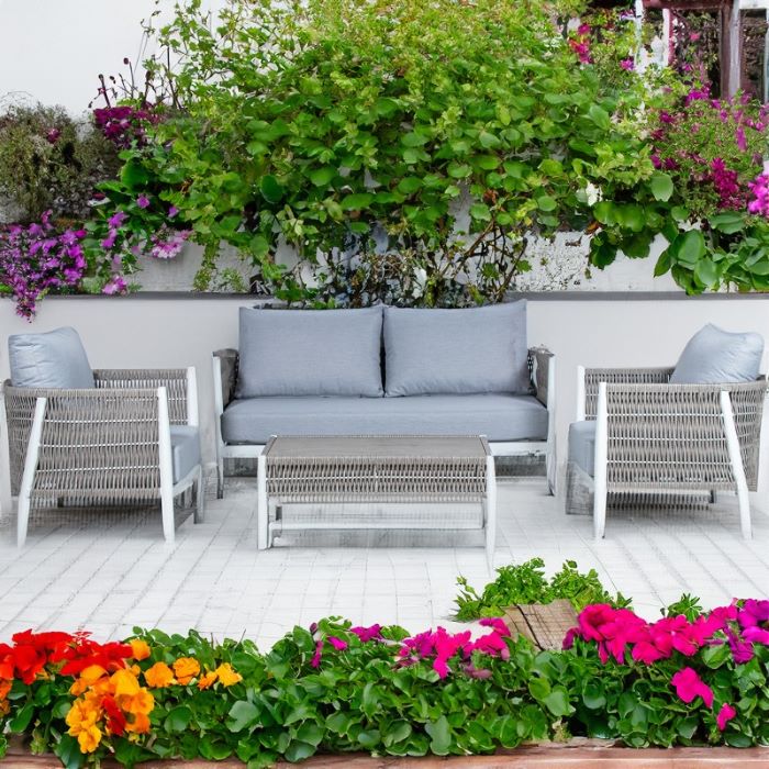 SET SOFÁ 2P+ 2 SILLONES+ MESA CENTRO ALUMINIO/MIMBRE SOFÁ:165x79x70 MESA:98x61x40c