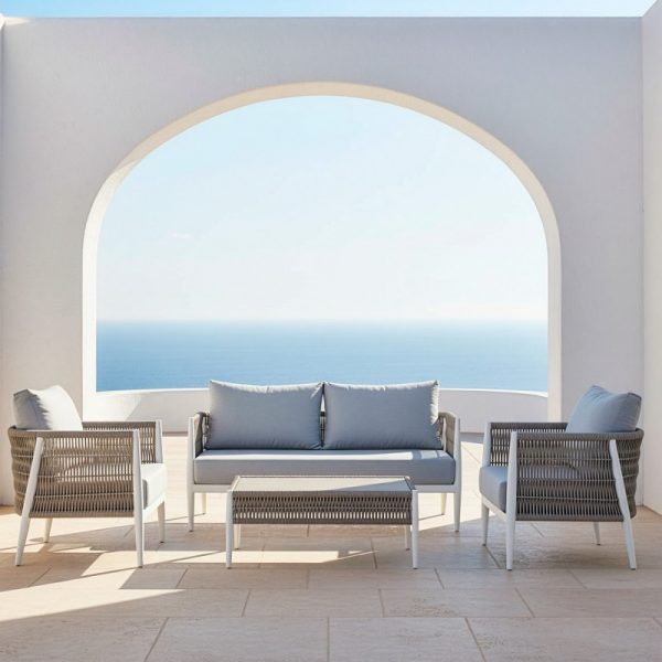 SET SOFÁ 2P+ 2 SILLONES+ MESA CENTRO ALUMINIO/MIMBRE SOFÁ:165x79x70 MESA:98x61x40c