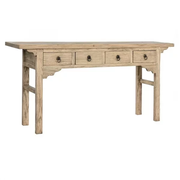 CONSOLA OLMO MACIZO 178X38X85 4 CAJ NATURAL - Imagen 2