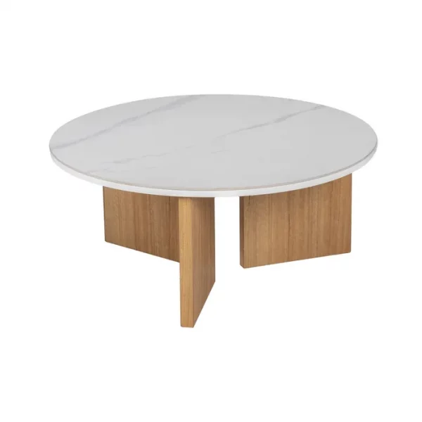 MESA CENTRO BLANCO-NATURAL 80 X 80 X 35 CM - Imagen 2