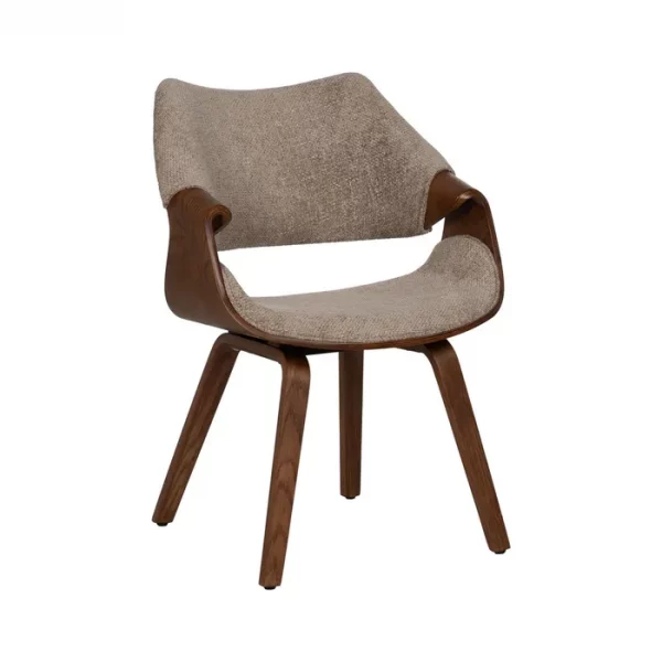 SILLA BEIGE-MARRÓN TEJIDO-MADERA 61 X 56 X 82 CM - Imagen 2