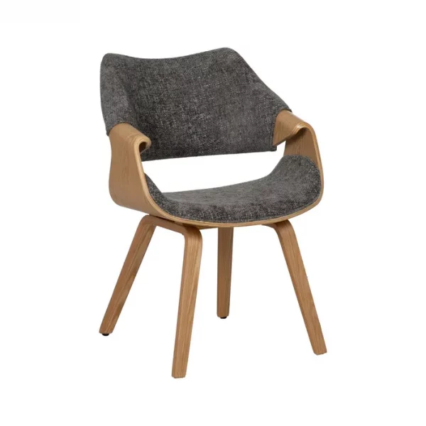 SILLA GRIS-NATURAL TEJIDO-MADERA 61 X 56 X 82 CM - Imagen 2
