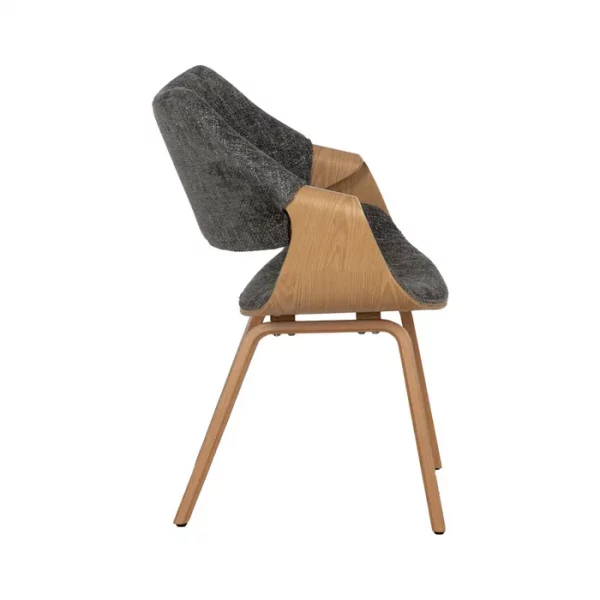 SILLA GRIS-NATURAL TEJIDO-MADERA 61 X 56 X 82 CM - Imagen 3