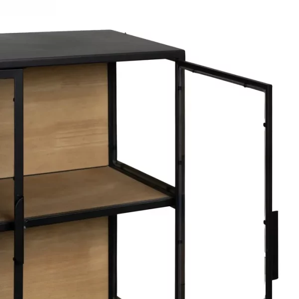 VITRINA NEGRO-NATURAL DM-METAL 150 X 38 X 80 CM - Imagen 5