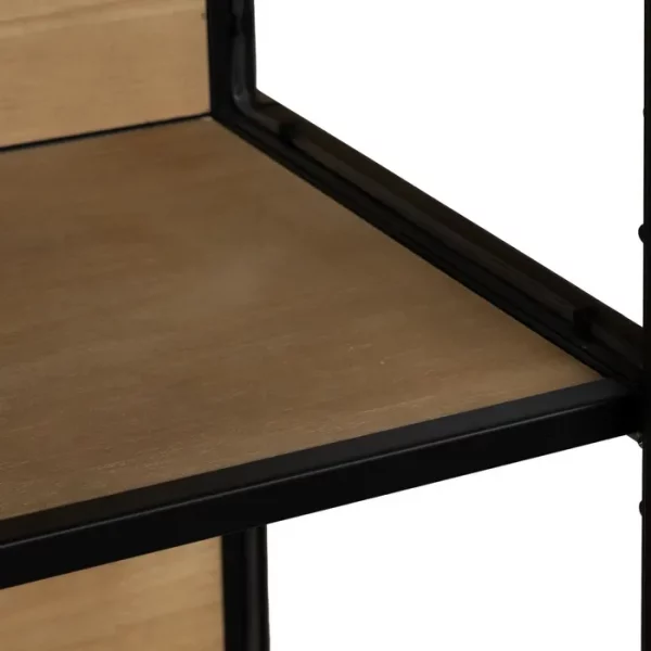 VITRINA NEGRO-NATURAL DM-METAL 150 X 38 X 80 CM - Imagen 6