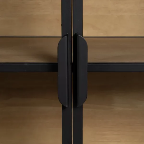 VITRINA NEGRO-NATURAL DM-METAL 150 X 38 X 80 CM - Imagen 8