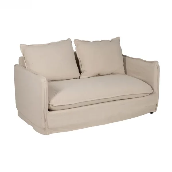 SOFÁ 2 PLAZAS CREMA TEJIDO-MADERA 160 X 95 X 85 CM - Imagen 2