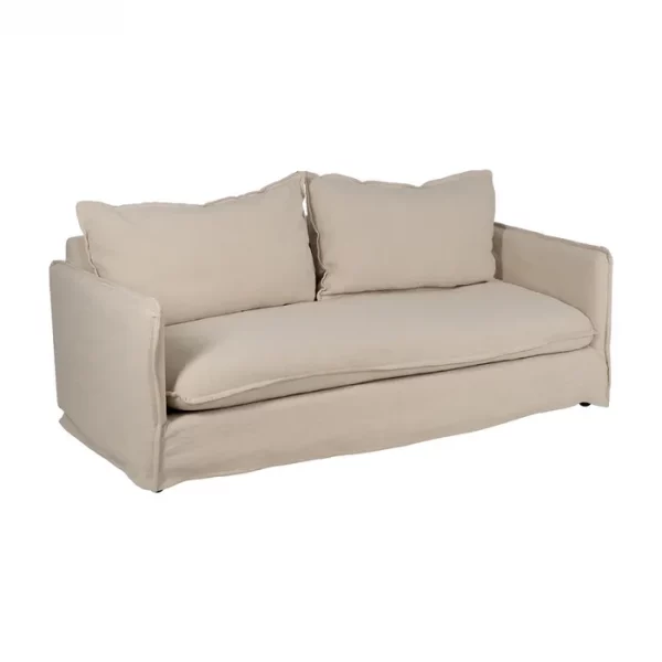 SOFÁ 3 PLAZAS CREMA TEJIDO-MADERA 200 X 95 X 85 CM - Imagen 2