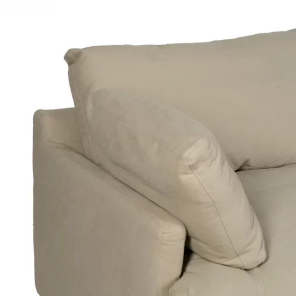SOFÁ 3 PLAZAS BEIGE TEJIDO-MADERA 212 X 100 X 83 CM - Imagen 5