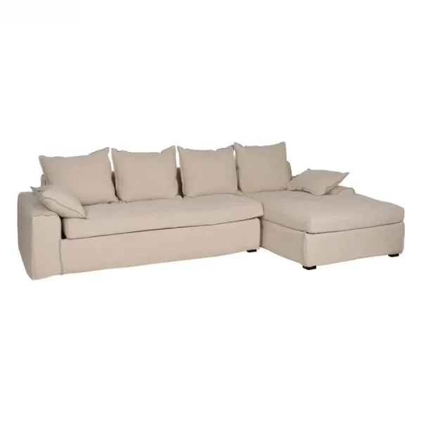 CHAISE-LOUNGER CREMA TEJIDO-MADERA 300 X 161 X 90 CM - Imagen 2