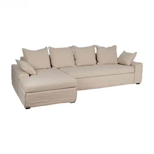 CHAISE-LOUNGER CREMA TEJIDO-MADERA 300 X 161 X 90 CM - Imagen 2