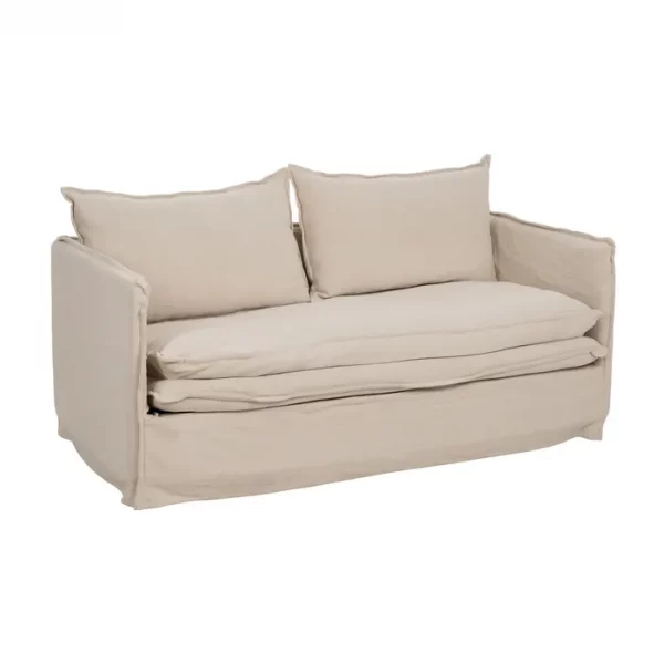 SOFÁ 2 PLAZAS CREMA TEJIDO-MADERA 180 X 97 X 89 CM - Imagen 2