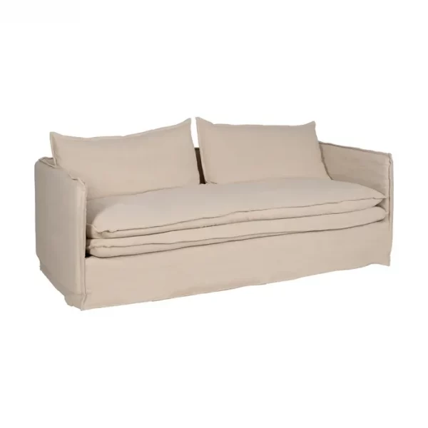 SOFÁ 3 PLAZAS CREMA TEJIDO-MADERA 210 X 97 X 89 CM - Imagen 2