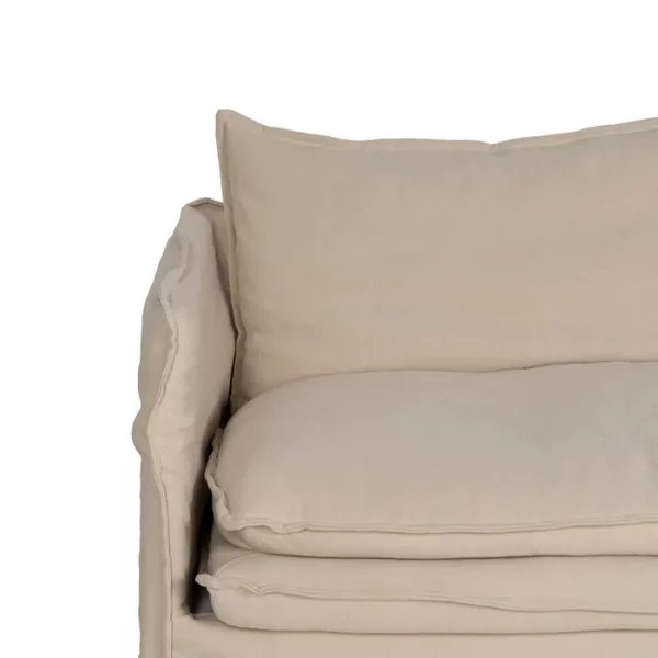 SOFÁ 3 PLAZAS CREMA TEJIDO-MADERA 210 X 97 X 89 CM - Imagen 6
