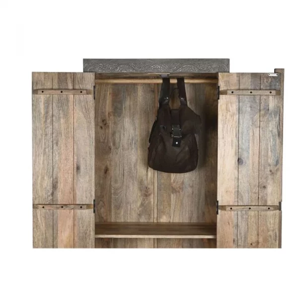 ARMARIO MADERA 85,5X47X180 TALLADO GRIS - Imagen 4
